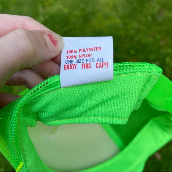 90s Vintage Otto Cap blank bright lime green snap back trucker mesh back hat - Picture 8 of 8